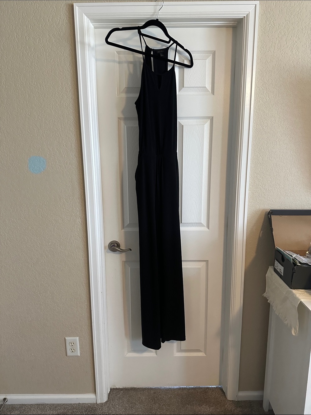 Black Women's Jumpsuit - Sleeveless Halter Neck